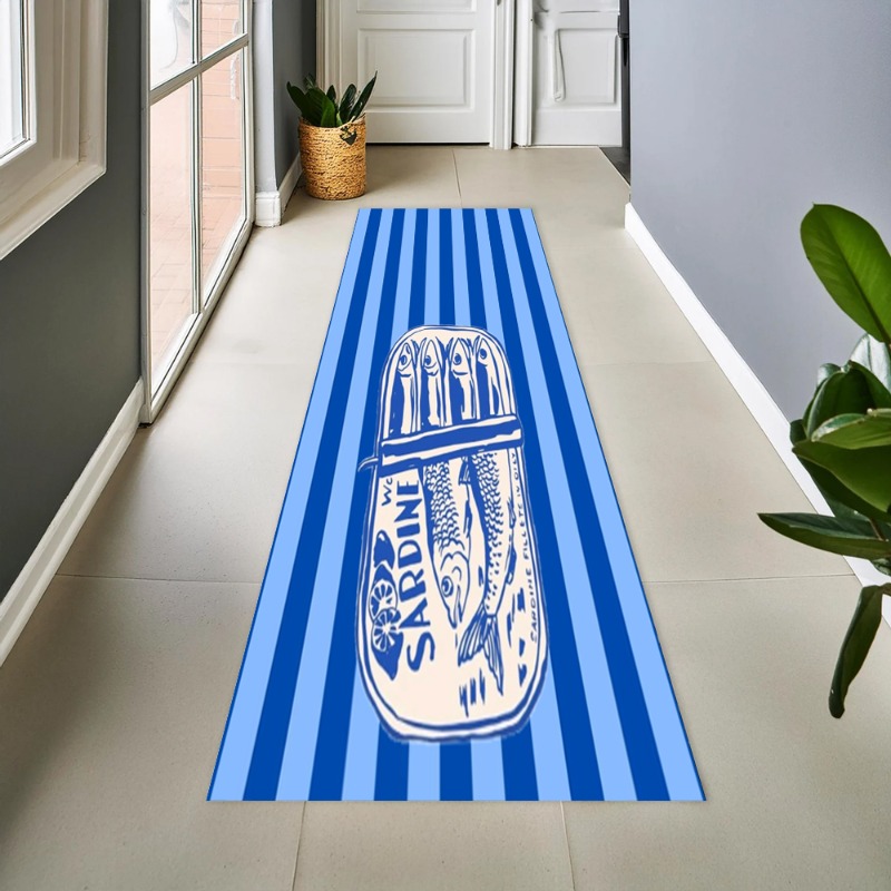 Commercial Printing And Graphics - Tappeto Runner Vintage Blu a Righe