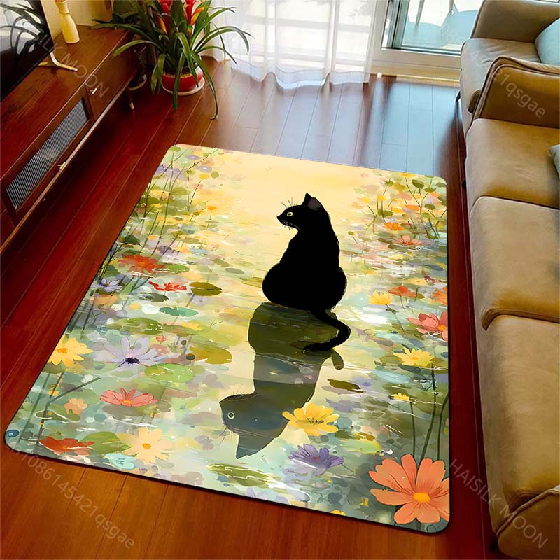 Commercial Printing Format - Tappeto con stampa di gatto nero
