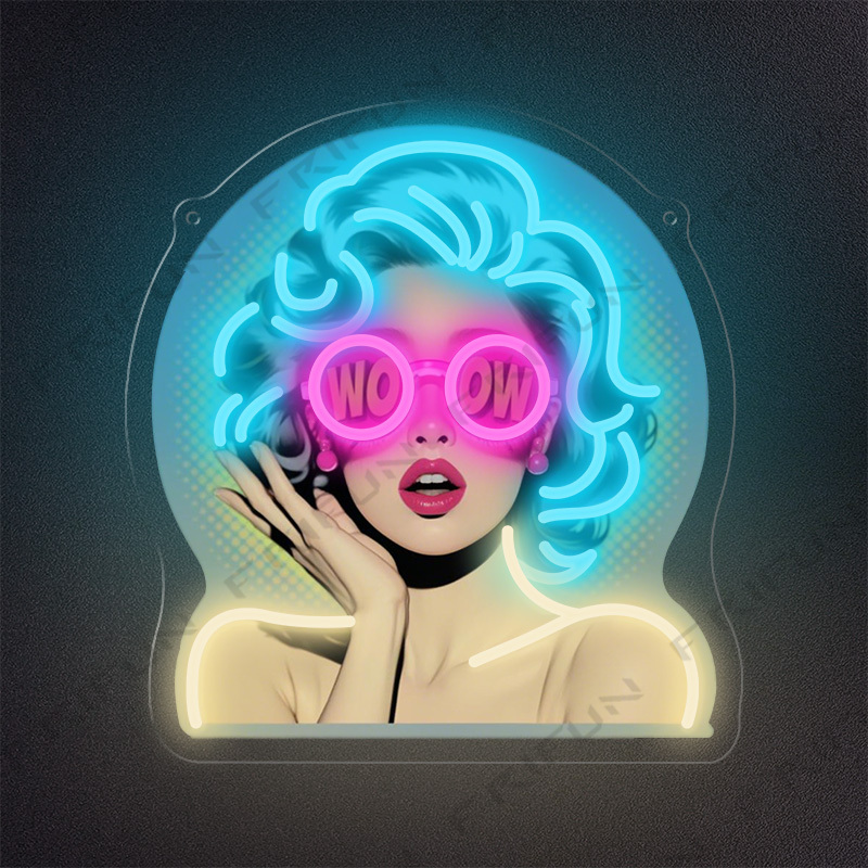 Commercial Printing Services - Insegna al Neon WOW Curl Girl,